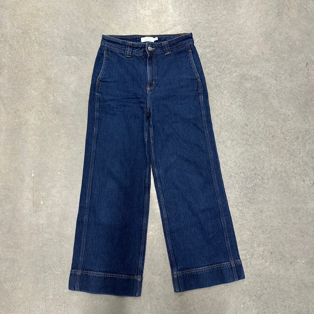 & Other Stories Paris Atelier High Waist Wide Leg Crop Jeans Dark Wash Size US 6